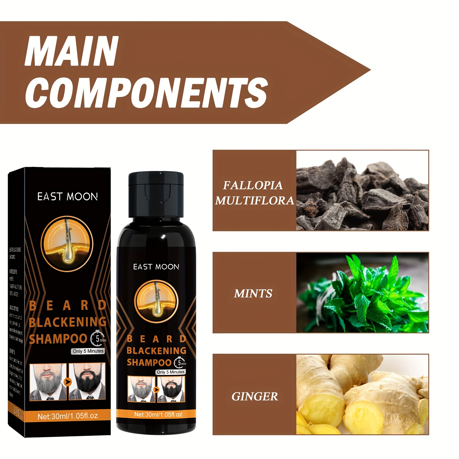 30ml Blackening Beard Shampoo For Men - Beard Coloring Product