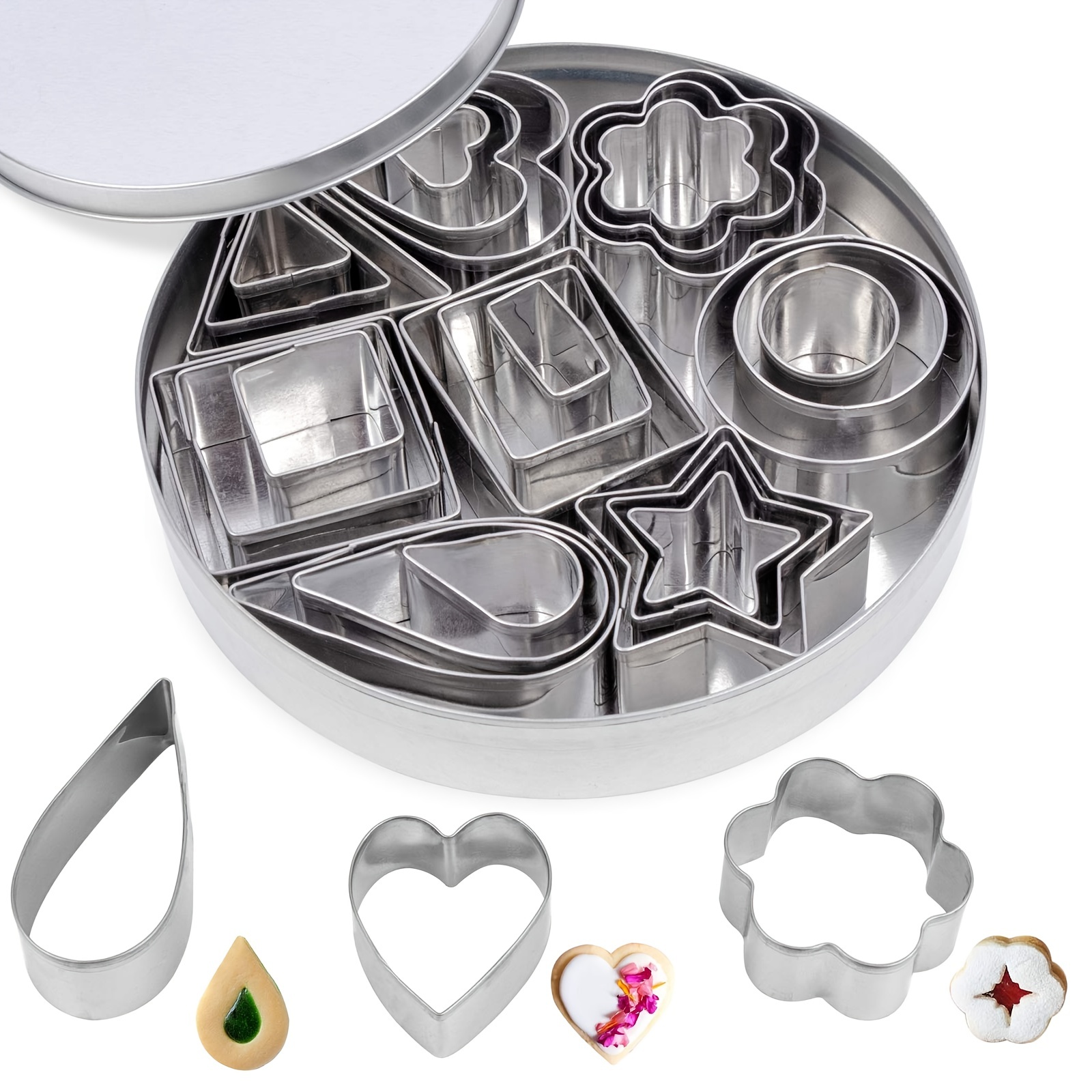 

24pcs, Geometric Cookie Cutters, Stainless Steel Pastry Cutter, Biscuit Molds, Baking Tools, Kitchen Accessories
