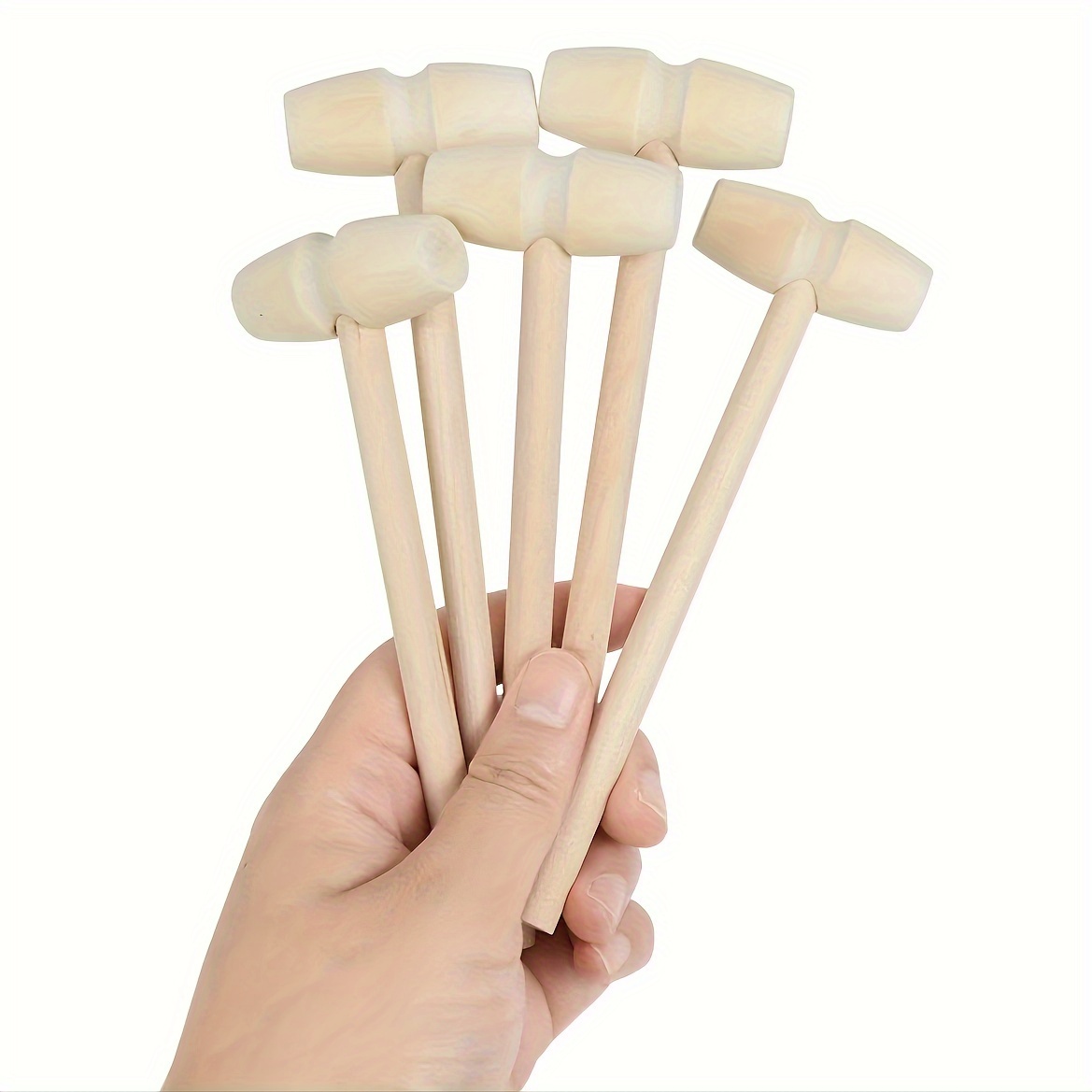 4 Pcs Wooden Crab Lobster Mallets Seafood Hammers, Solid Natural