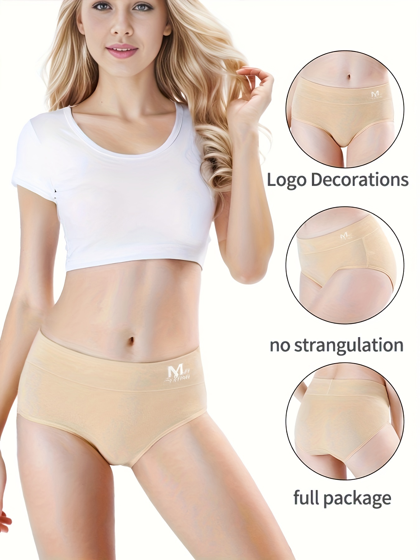 Womens Underwear Seamless High Waisted Cotton Underwear Soft Breathable  Panties Stretch Briefs 4 Pack