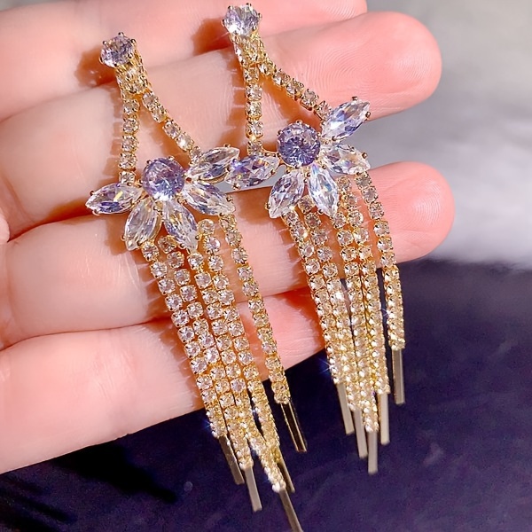 10 pairs lot shiny zircon decor dangle earrings simple luxury style zinc alloy jewelry gift for friends details 6