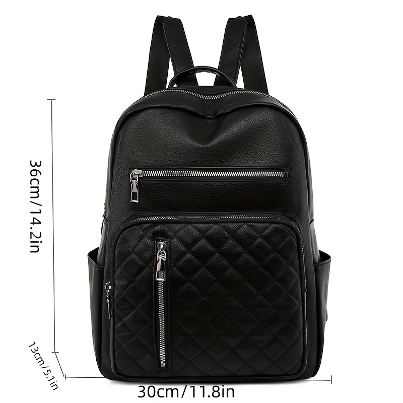 Solid Argyle Pattern Large Capacity Backpack