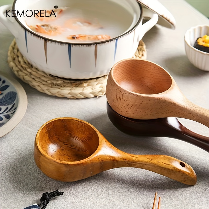 1pc Wooden Spoon, For Household Eating, Measuring, Mixing, Drinking, Rice  Spoon, Noodle Spoon, Soup Spoon, Long Handle Large Soup Spoon, Kitchen Suppl