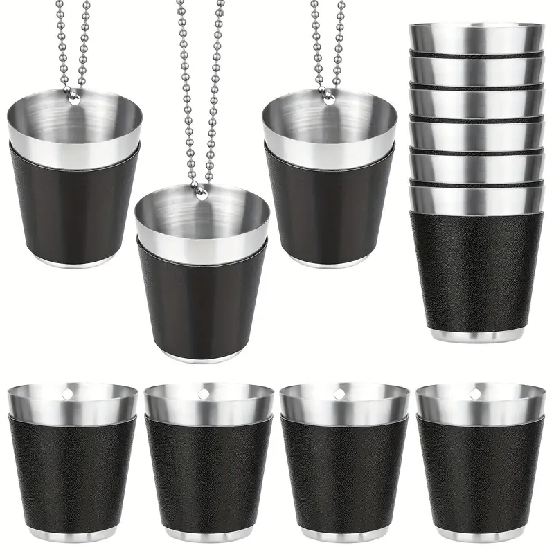 Stainless Steel Black Shot Glasses With Chain, Reusable Whiskey Glasses,  Metal Cups For Hanging Wedding Party Carnival Deer Party, Party Supplies,  Drinkware Accessories - Temu