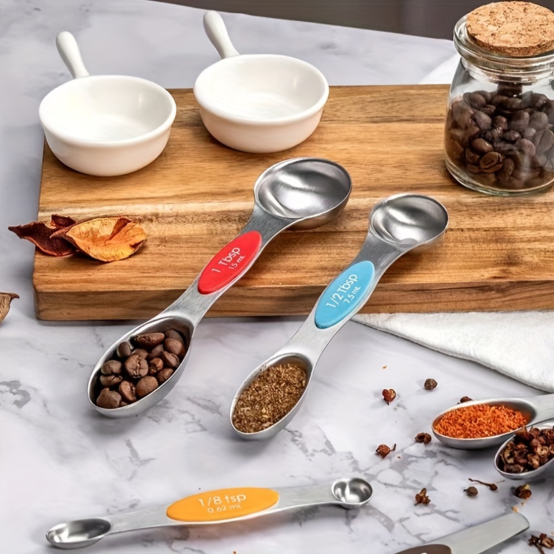 Colorful Magnetic Measuring Spoon Set, Stainless Steel Metal Cup,  Double-sided Anti-slip Design, Metric And Imperial, Accurate Teaspoon  Measurement, For Baking And Cooking Supplies, Holiday Gifts - Temu New  Zealand