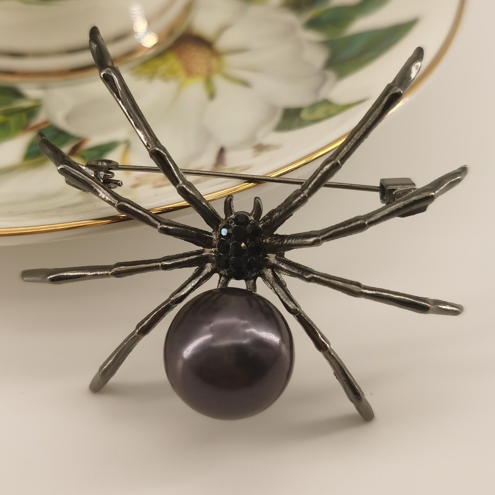 Halloween Vintage Spider Insect Woman's Party Brooch Pin Black