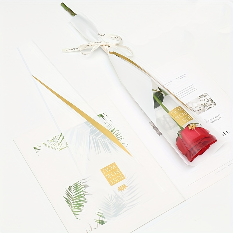 Bag Single Rose Sleeves Flower Clear Bag Packaging Floral - Temu