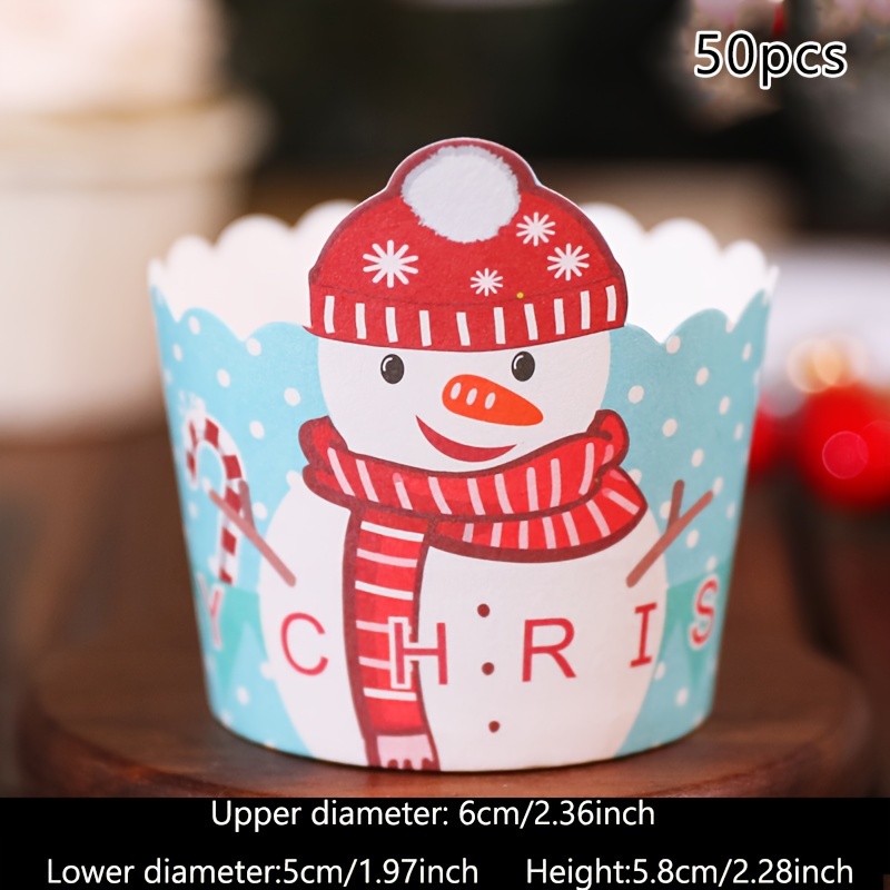Baking Tool Christmas Snowman Elk Paper Cup, Heat Resistant Muffin Cup,  Dessert Cake Cup Baking Supplies - Temu