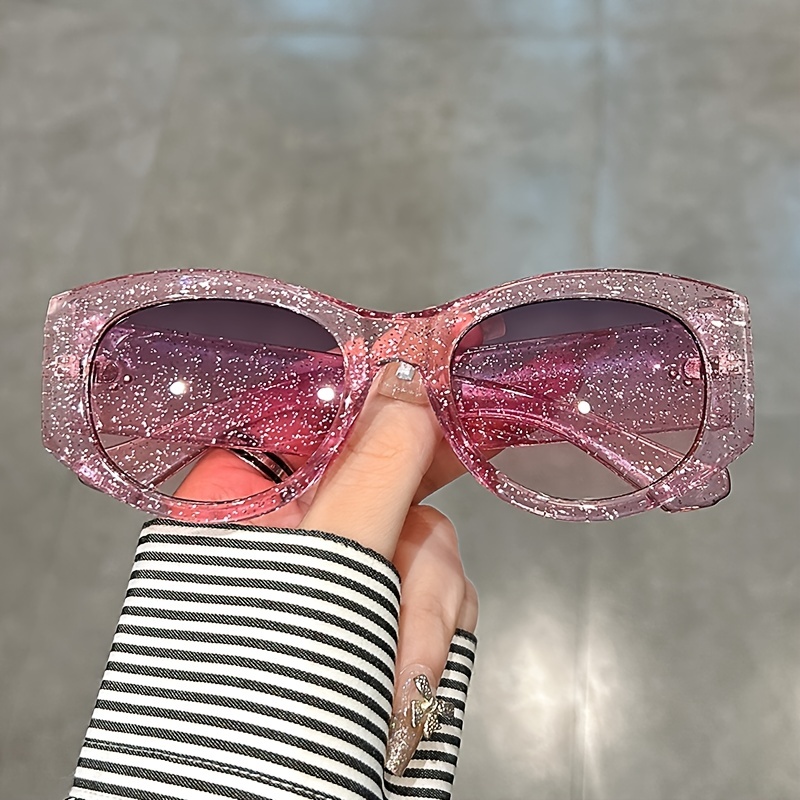 1pc Men's Women's Pink Polygon Fashion Glasses, Y2k Luxurious
