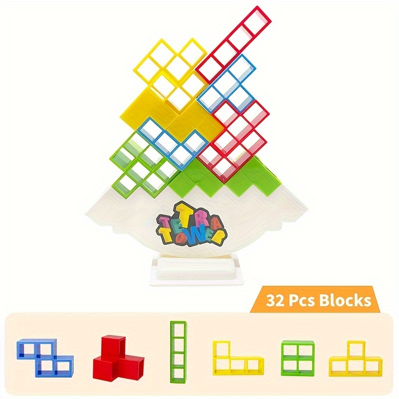 32 Pezzi di Tetra Tower Balance Stacking Blocks Gioco, Blocks Stacking Game  Set per Bambini e Adulti Giochi da Tavolo Divertenti per 2 Giocatori