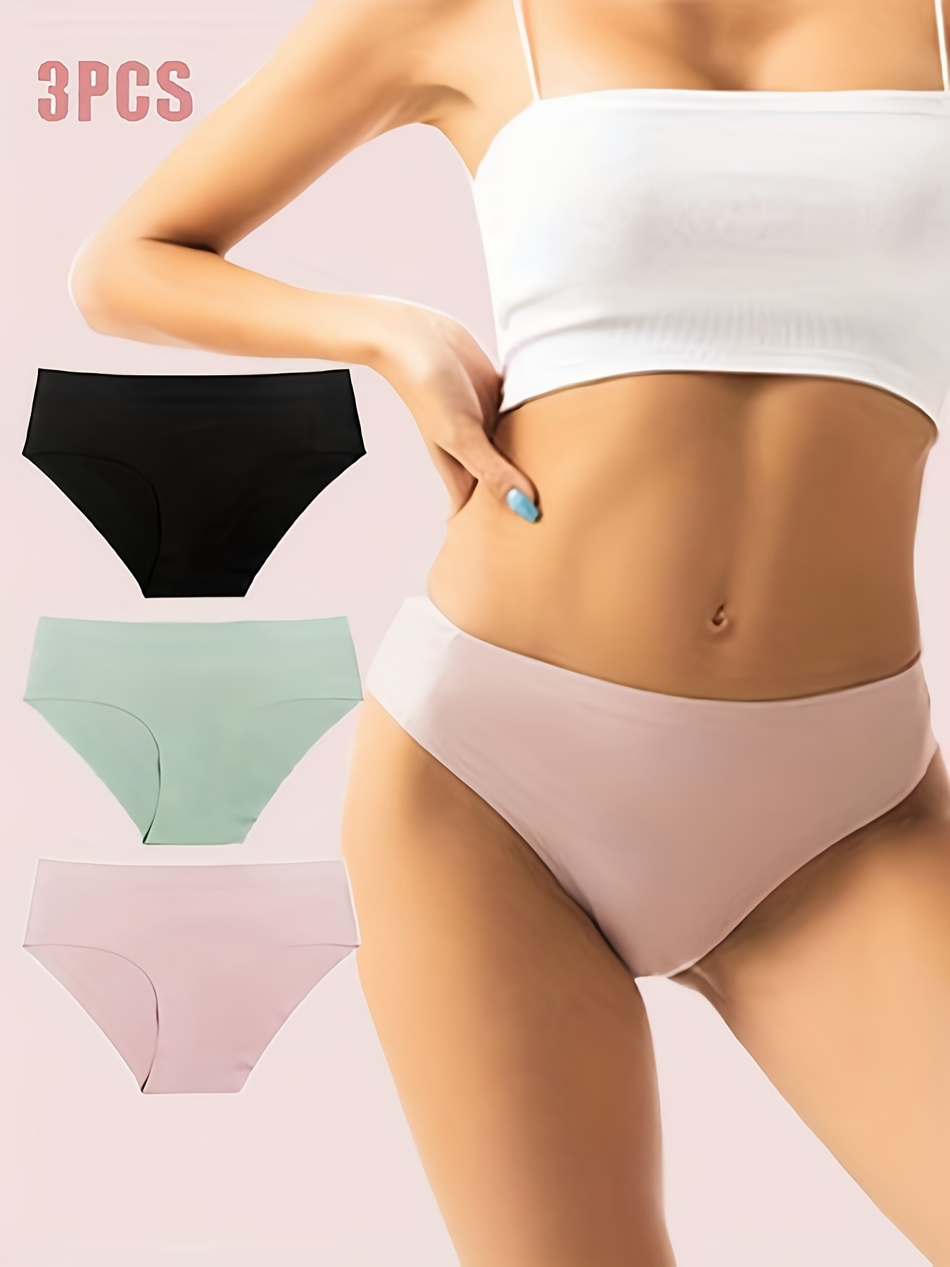 3pcs/set Women's Seamless Plus Size Panties