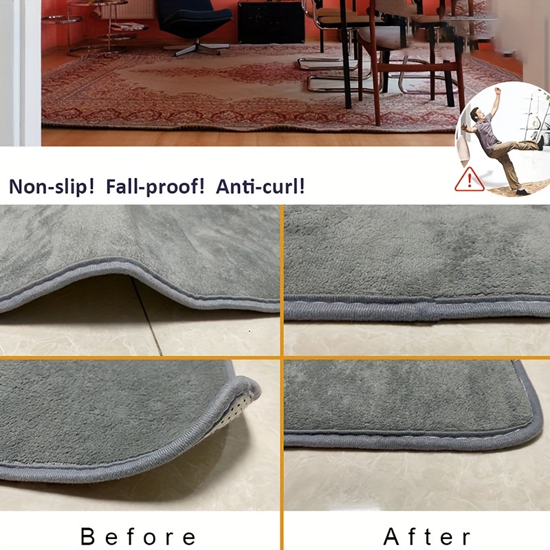 4Pcs Carpet Non Slip Mat Reusable Washable Bathroom Kitchen Floor Rug  Silicone Grippers Carpet Pad Anti-slip Stickers Mats Fixed