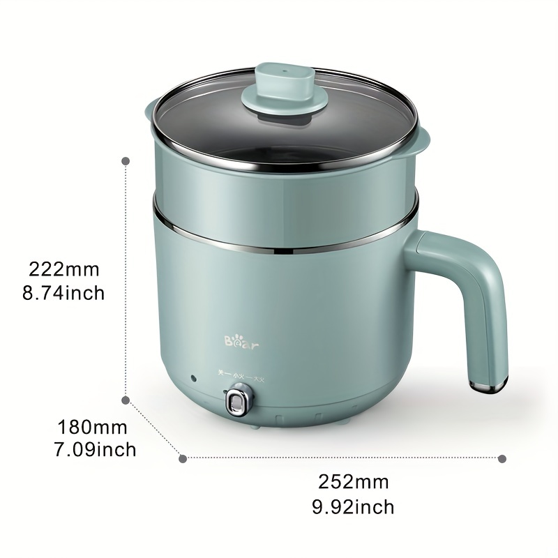 Bear Electric Hot Pot With Steamer, 1.2L Portable Pot Cooker, Stainless  Steel Rapid Noodles Cooker, Mini Hot Pot Dormitory Ramen Cooker,  Multifunction