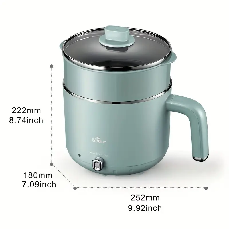 bear electric hot pot with steamer 1 2l portable pot cooker stainless steel rapid noodles cooker mini hot pot dormitory ramen cooker multifunctional electric cooker for egg boil dry protection details 6