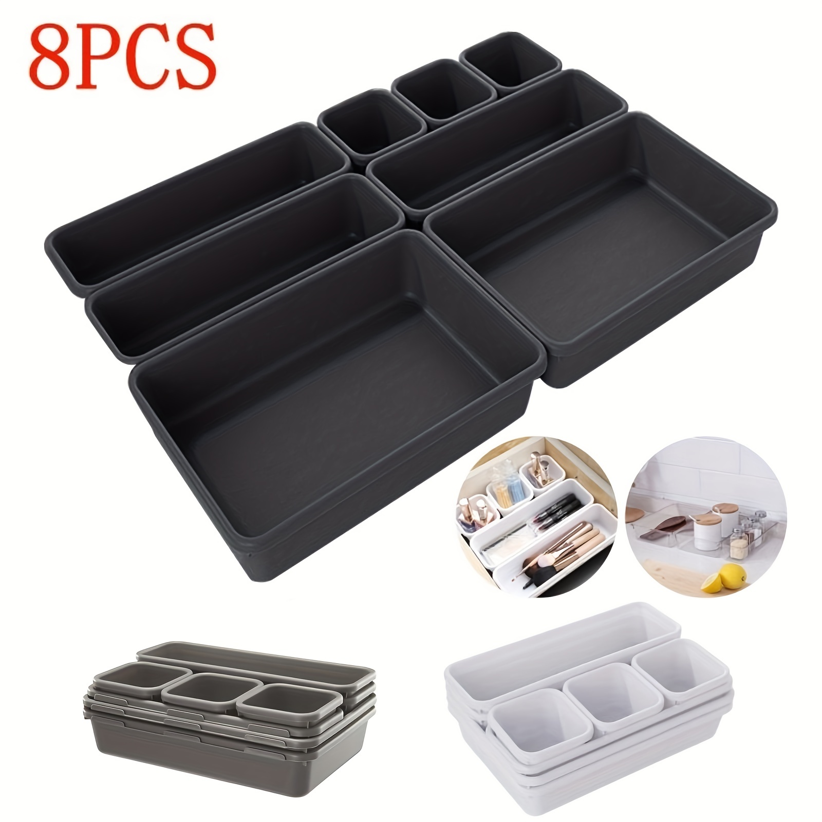 Aufers Plastic 5 Tier Drawer Storage Organiser Containers (Bronze, Large) :  : Home & Kitchen