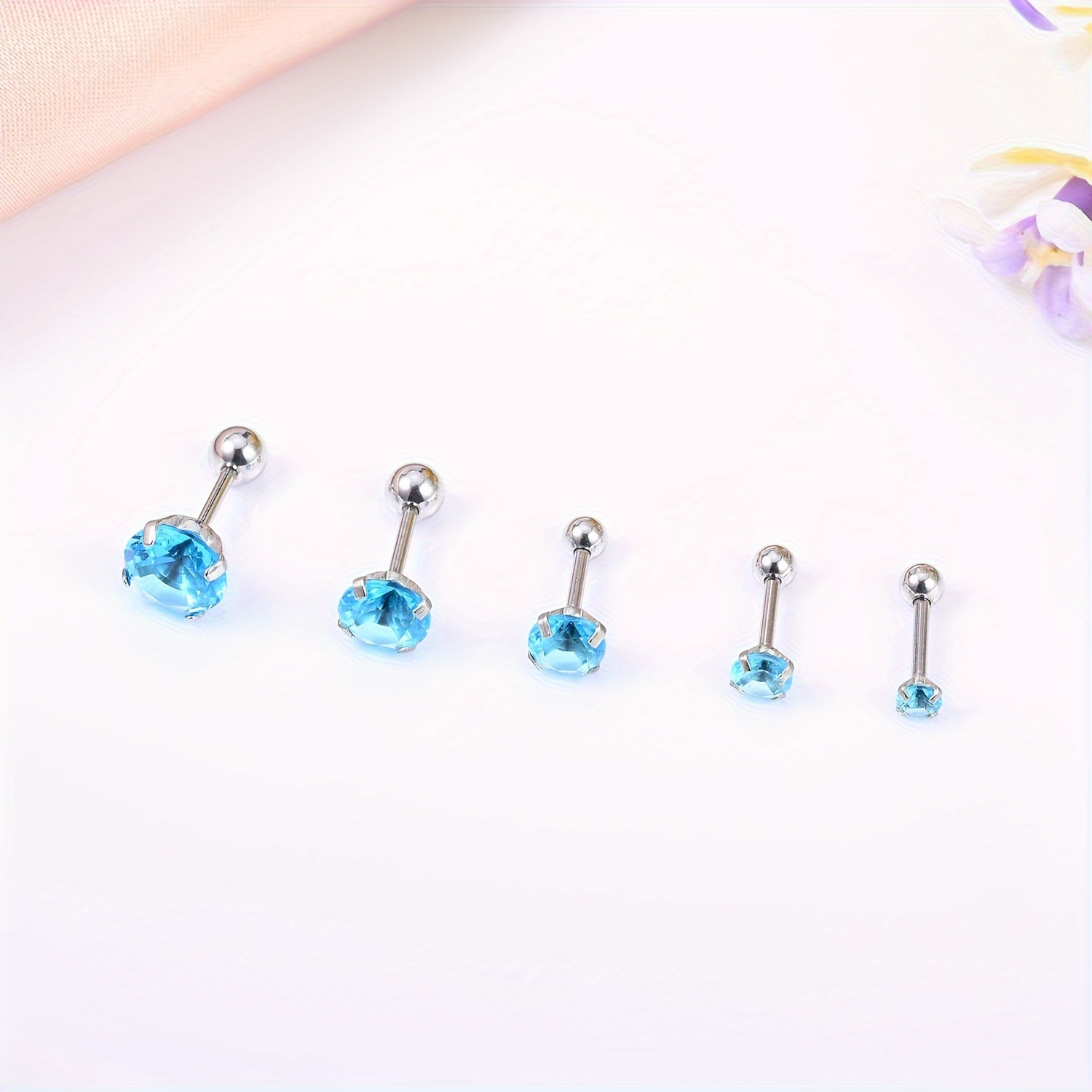 Borchie Per Piercing In Acciaio Chirurgico Con Zirconi - Foto 4