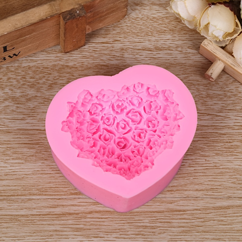 1pc Pink Heart Shaped Silicone Soap Mold