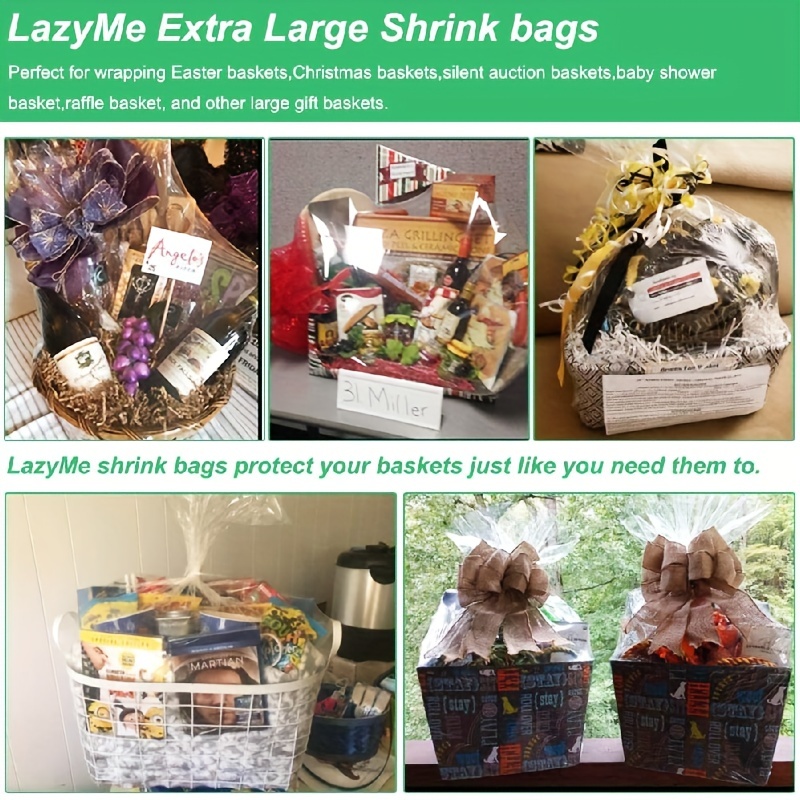 200pcs heat shrink wrap bags for gift baskets easter basket shrink