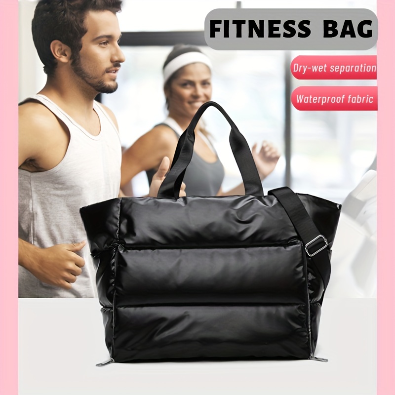 Puffer Quilted Large Capacity Tote Bag Shoulder Fitness Gym - Temu