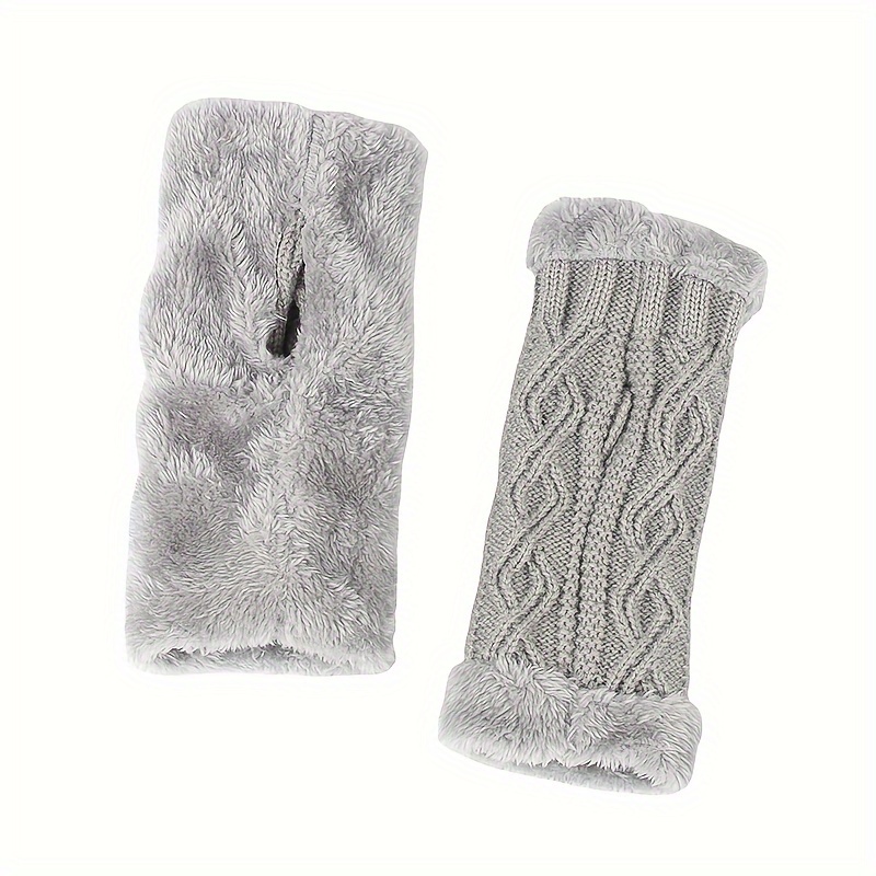 Men Fingerless Gloves, Grey, Men Cable Gloves, Grey Gloves, Men