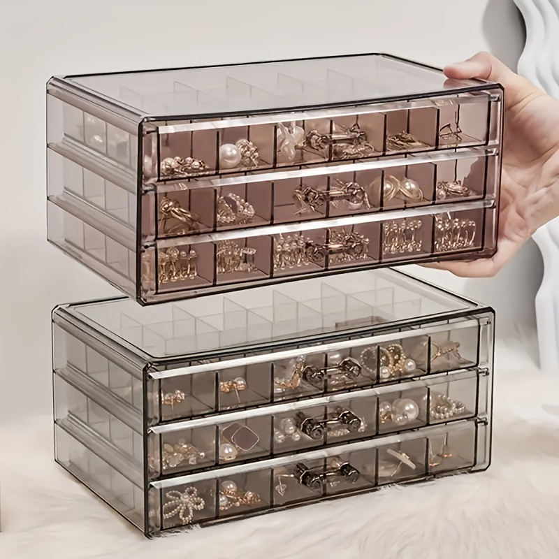 3 Layer 72 Grids Jewelry Storage Box Transparent Large Capacity