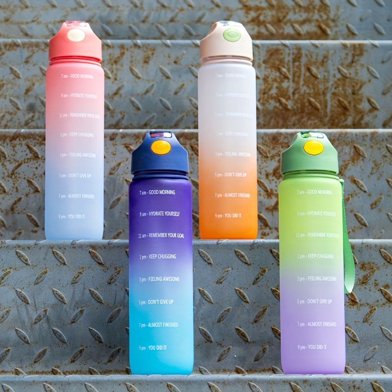 1pc Plastic Water Bottle, Modern Gradient Color Portable Water Bottle For  Home