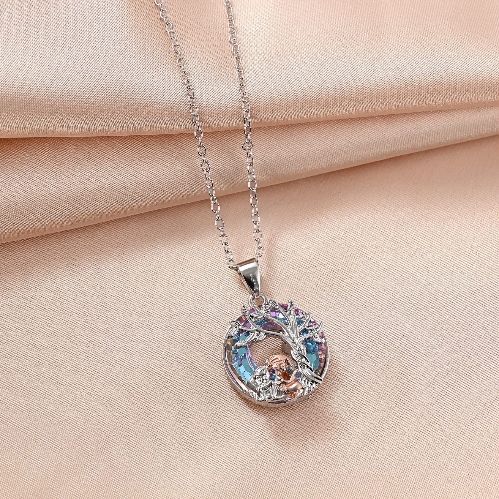 Cat Branch Crystal Pendant Necklace For Men