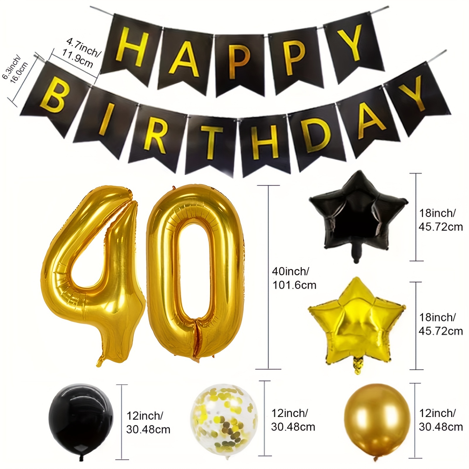 NORTHERN BROTHERS Decoraciones de cumpleaños número 40 para hombres,  decoraciones de cumpleaños 40 para mujeres, globos de 40 cumpleaños  decoración de