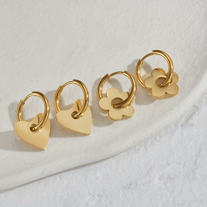 INS Hot Irregular Heart-Shaped Geometric Stud Earrings 316L Stainless Steel  Beaded Hoops For Women Girl Fashion Jewelry Gift