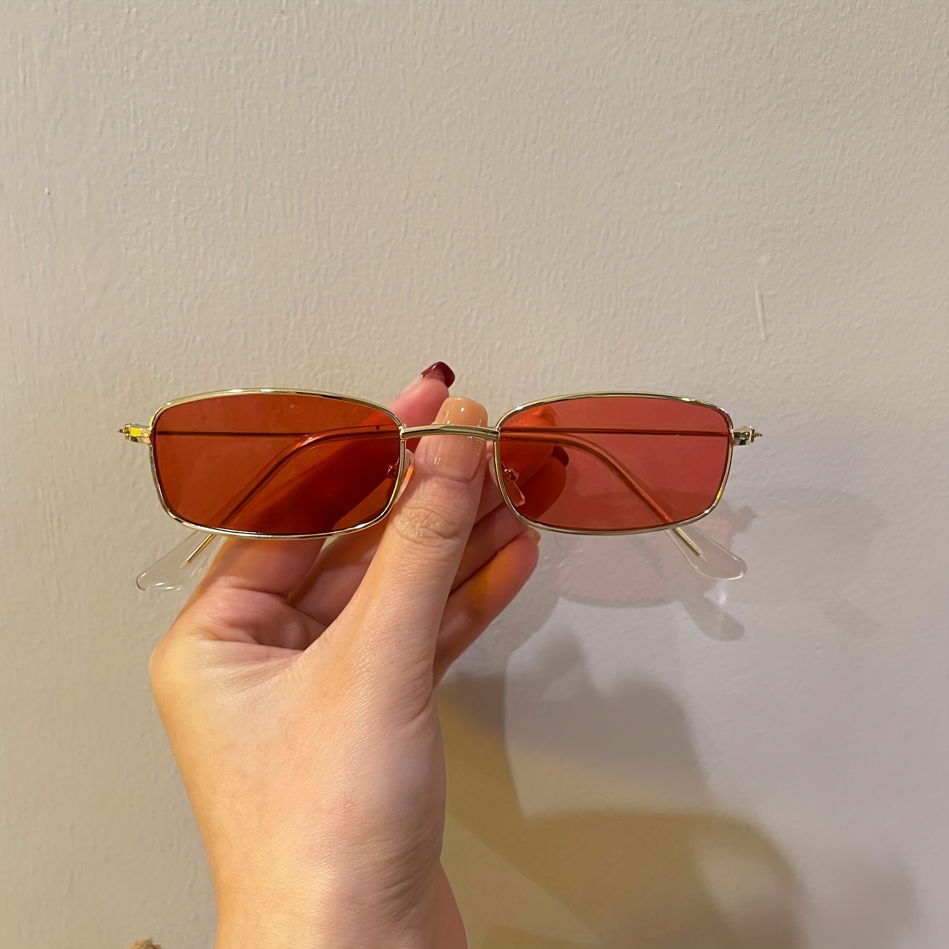 Rectangle Metal Frame Fashion Sunglasses For Women Men - Temu