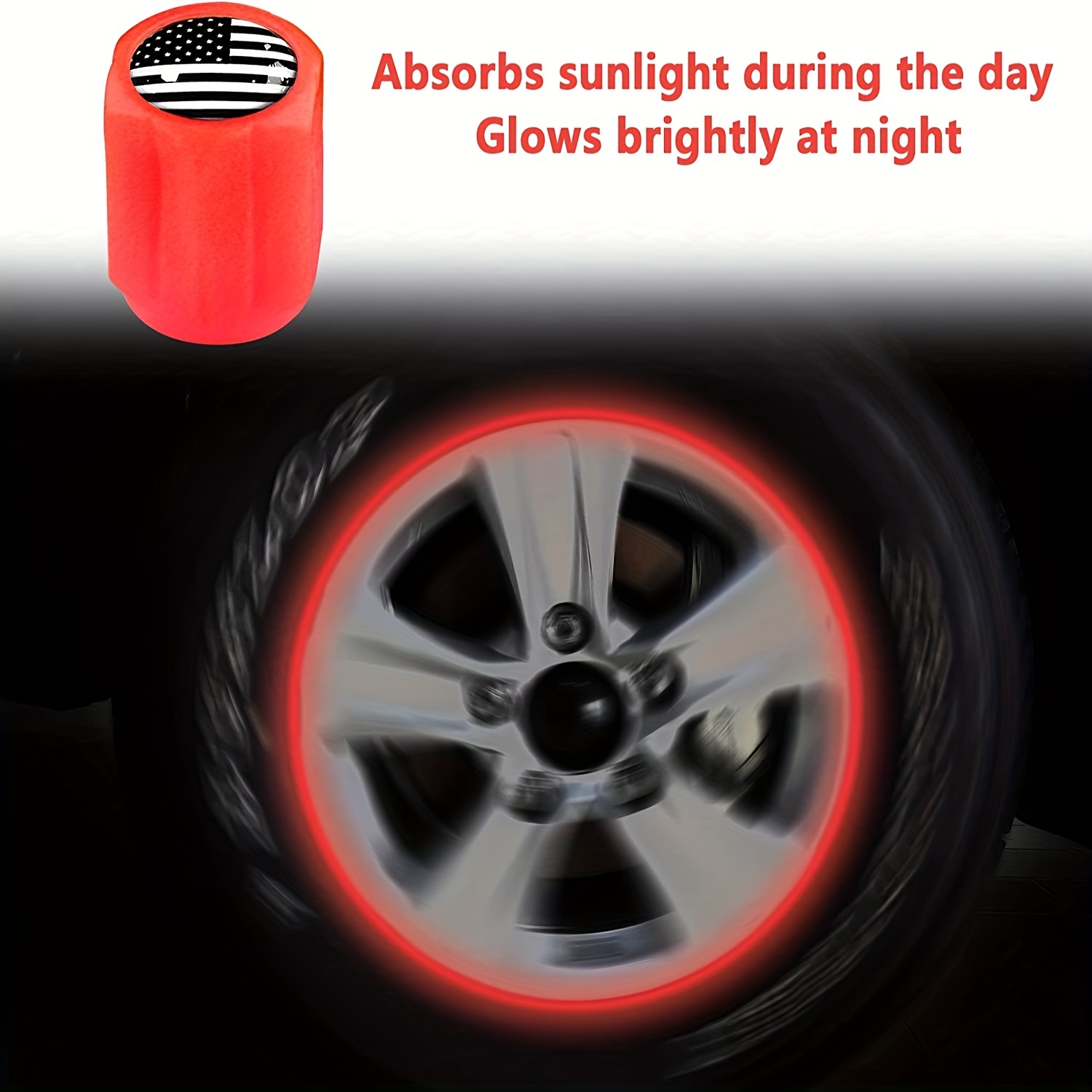 Fluorescent Tire Valve Absorb Light Luminous Cool Car - Temu