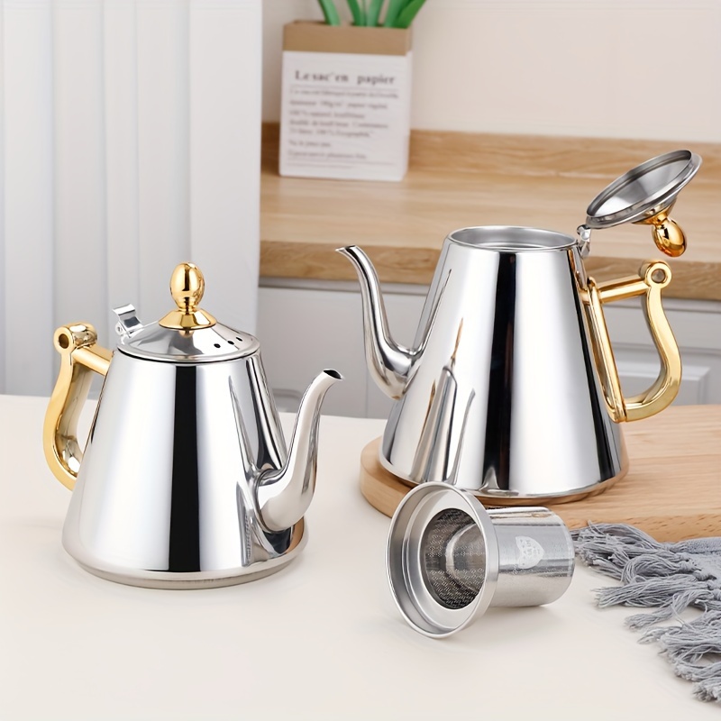 Thickened Stainless Steel Teapot Flower Tea Kettle With Strainer