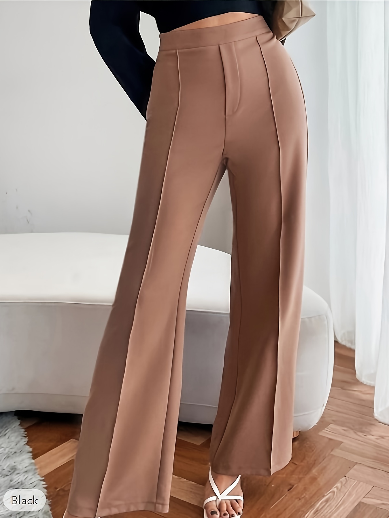 Plus Size Business Casual Pants Women's Plus Solid Elastic - Temu