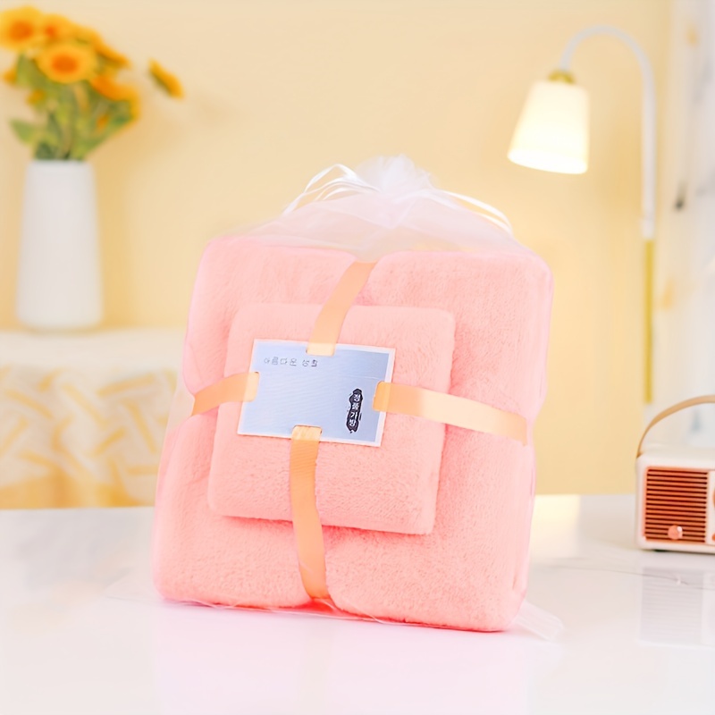 Solid Color Towel Set, Household Coral Fleece Towel, Soft Hand