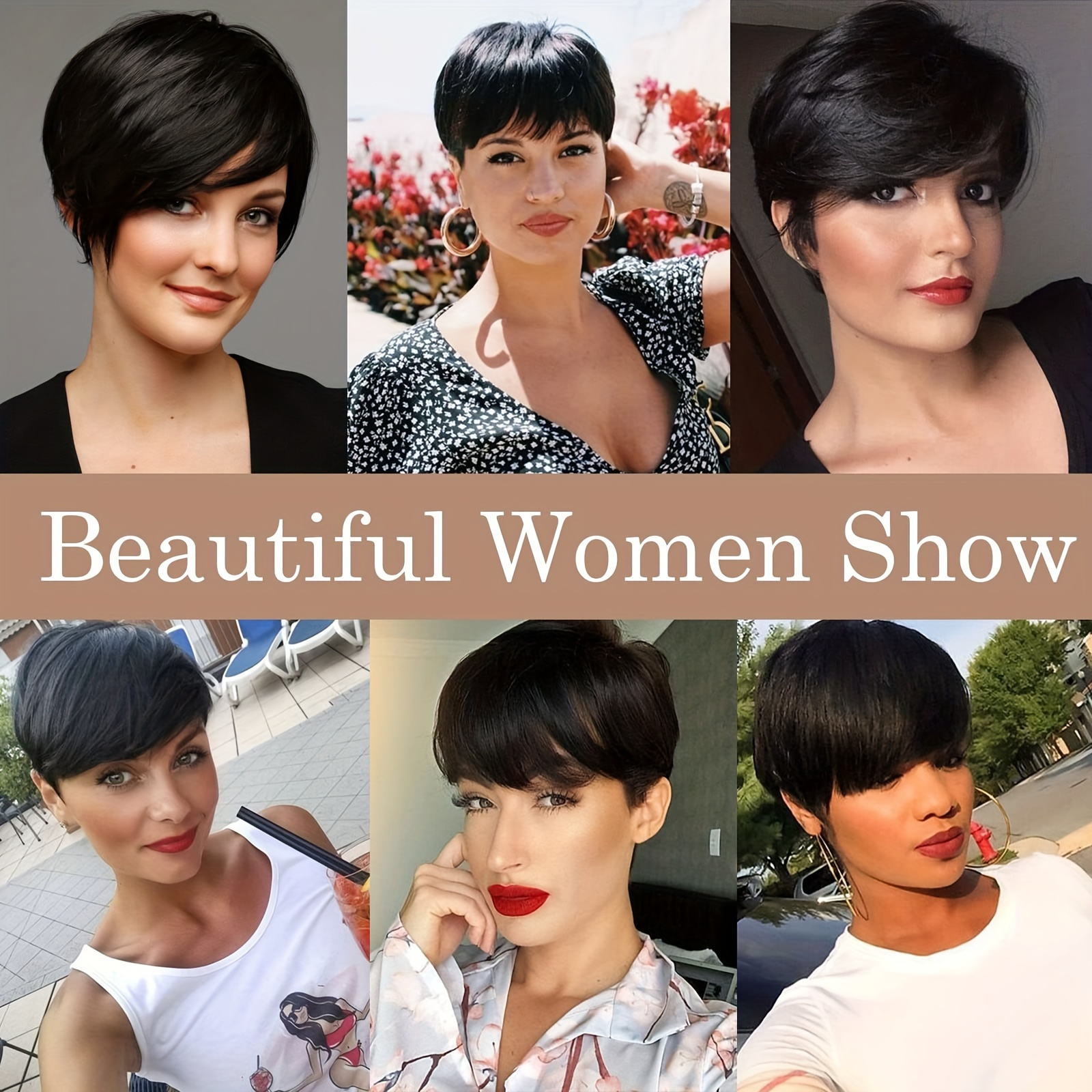 Glueless Wear and Go Wig Pixie Cut Human Hair Wigs for Women None Lace Front Wig Short Pixie Cut Wigs with Bangs for Daily Wear,Temu