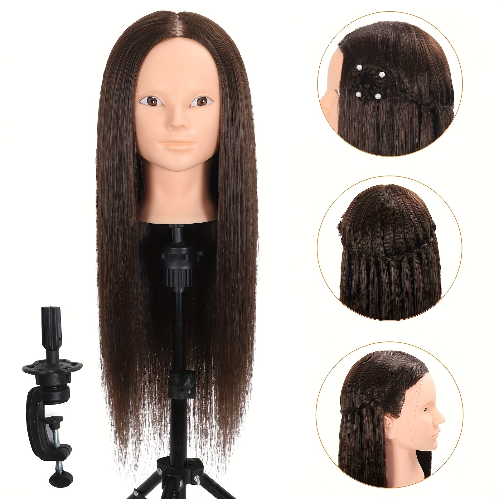 Long Hair Mannequin Head With 85%real Hair Hairdresser - Temu