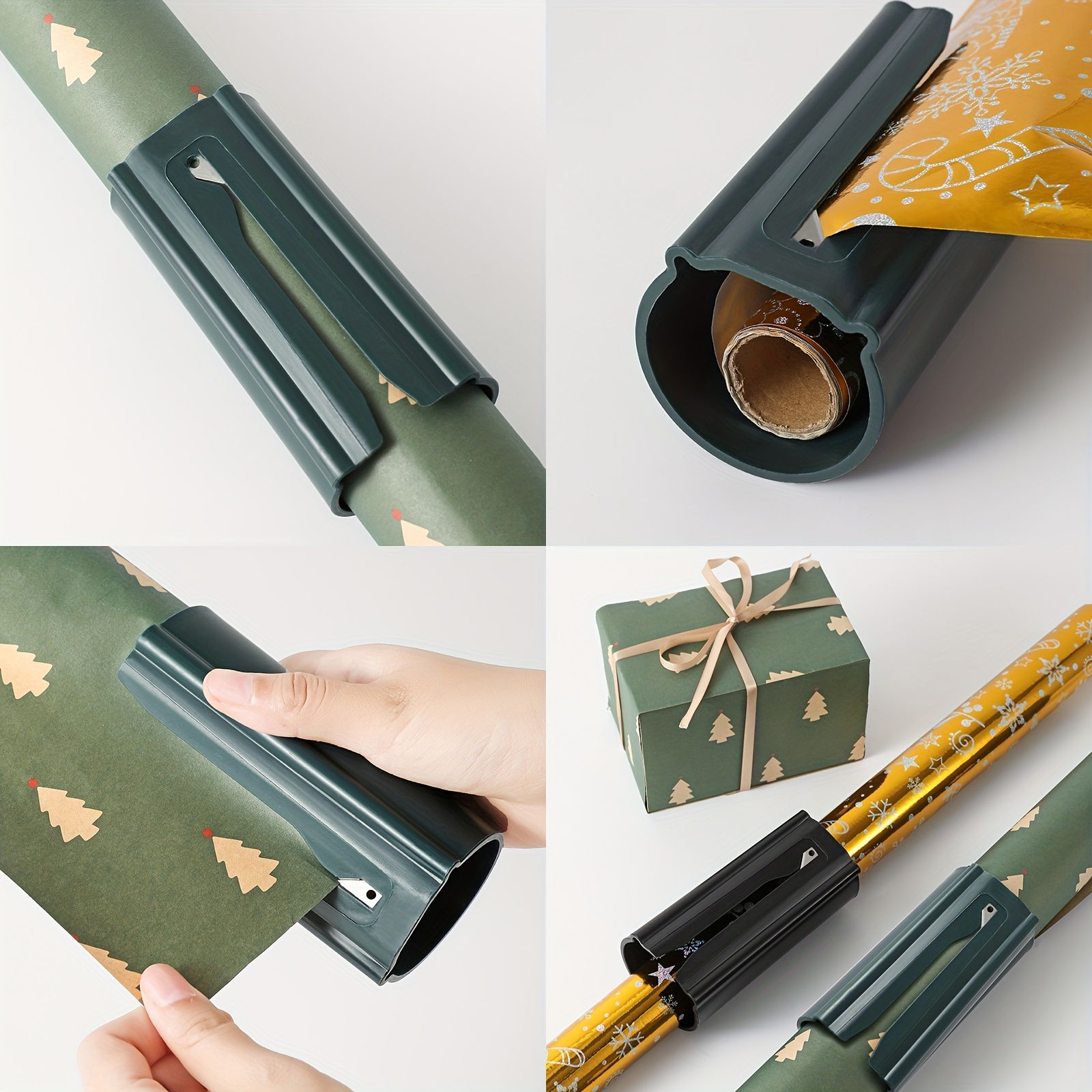 1 Pcs Coupe Papier Cadeau, Wrapping Paper Gift Wrap Cutter, Coupe Papier  Coulissant (noir)