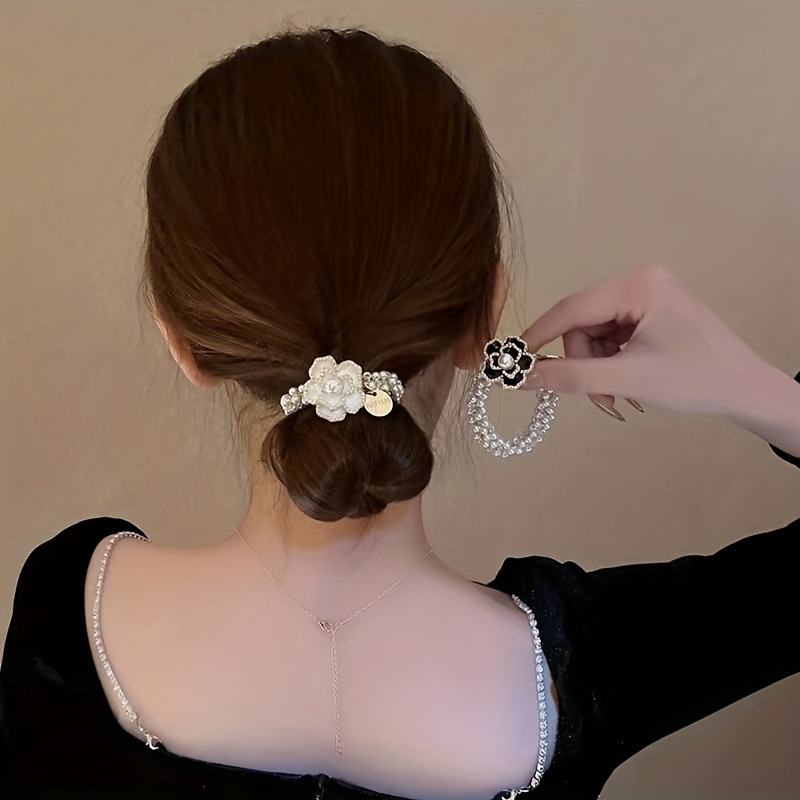 Stylish And Durable Artificial Pearl Hair Ties For Women - Temu