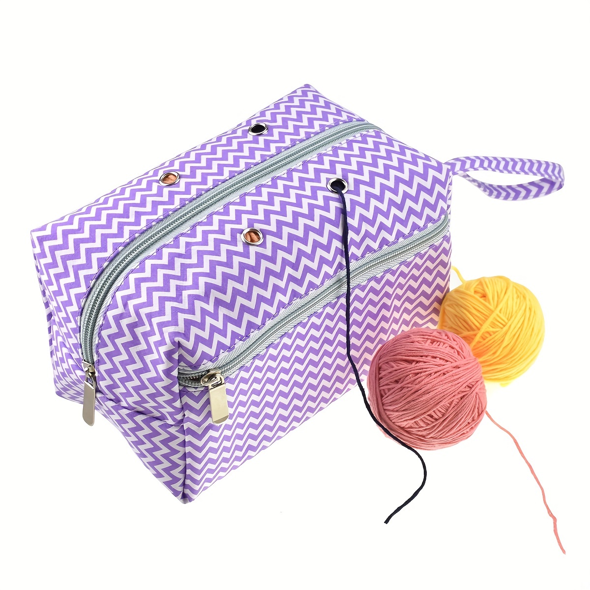 Knitting Bag Portable Crochet Yarn Tote Durable Travel Yarn Storage Bag Sewing Weaving Accessories Organizer (Rectangle)