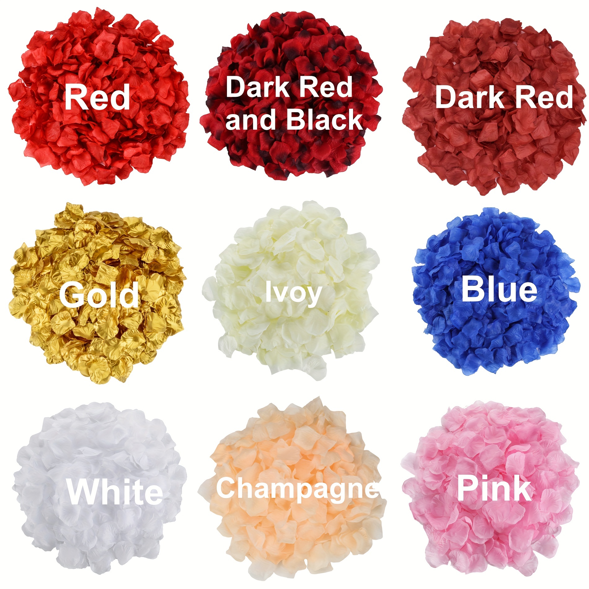 1000pcs Rose Petals Artificial Silk Flower Rose Petals for Wedding  Decorations, Romantic Night, Valentine's Day, Parties - Dark red black 