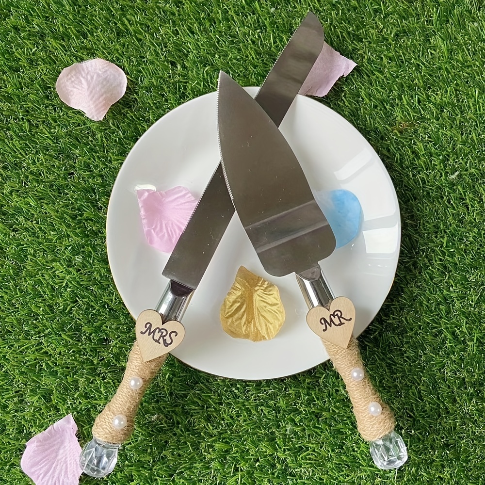 Personalized Embossed Heart Wedding Cake Knife & Cake Server Set - 2 Pc. |  Oriental Trading