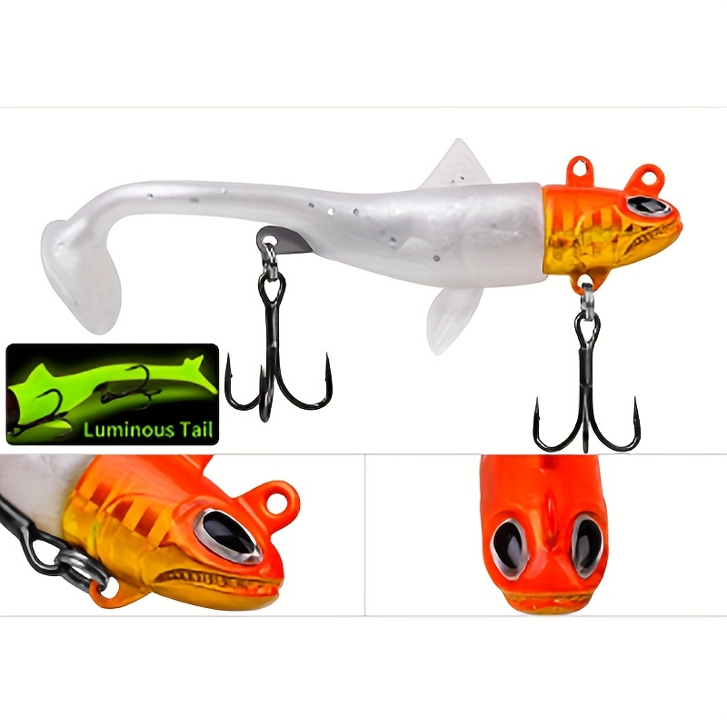 Luminous Soft Lure Treble Hooks Perfect Night Fishing - Temu