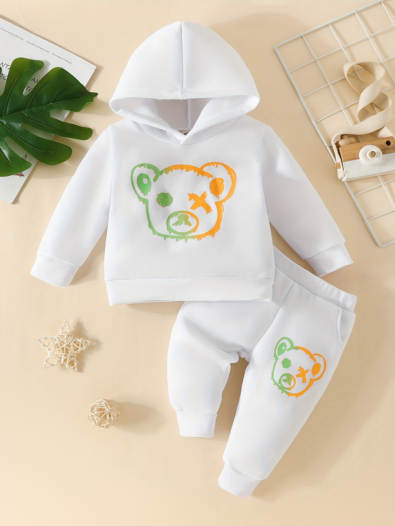 Baby Boys Hoodie Bear Print Long Sleeve Pullover Sweatshirt Temu