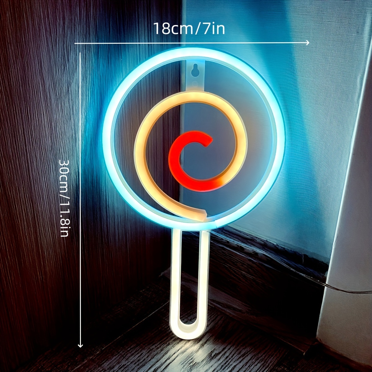 Lovely Bright Rainbow Spin Lollipop LED Light popular Sign Decoration