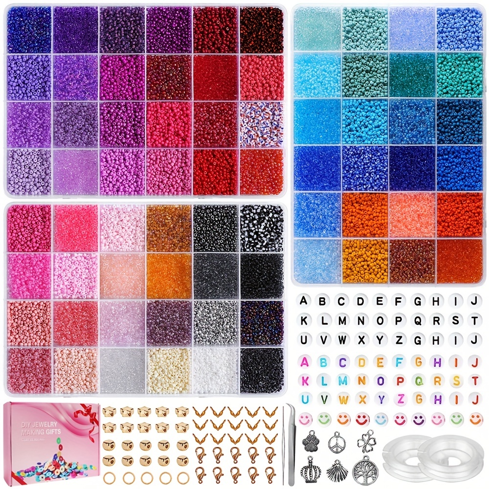 Gazechimp 16000pcs 2mm Glass Seed Beads Small Craft Beads for DIY Bracelet  Necklaces Crafting Jewelry Making Supplies Birthday Valentine's Day Gifts