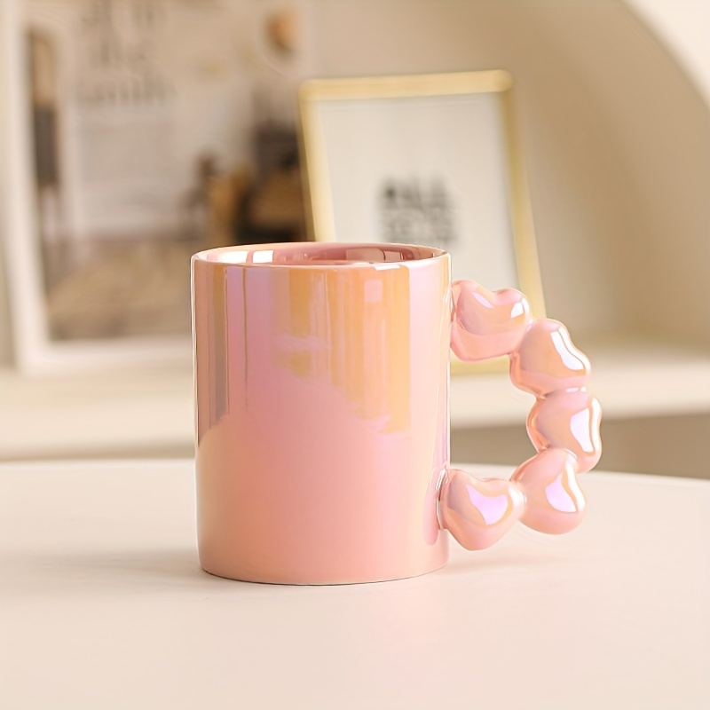 1pc, Simple Coffee Mug, 14oz Ceramic Coffee Cups, Glossy Water Cups, Summer Winter Drinkware, Gifts