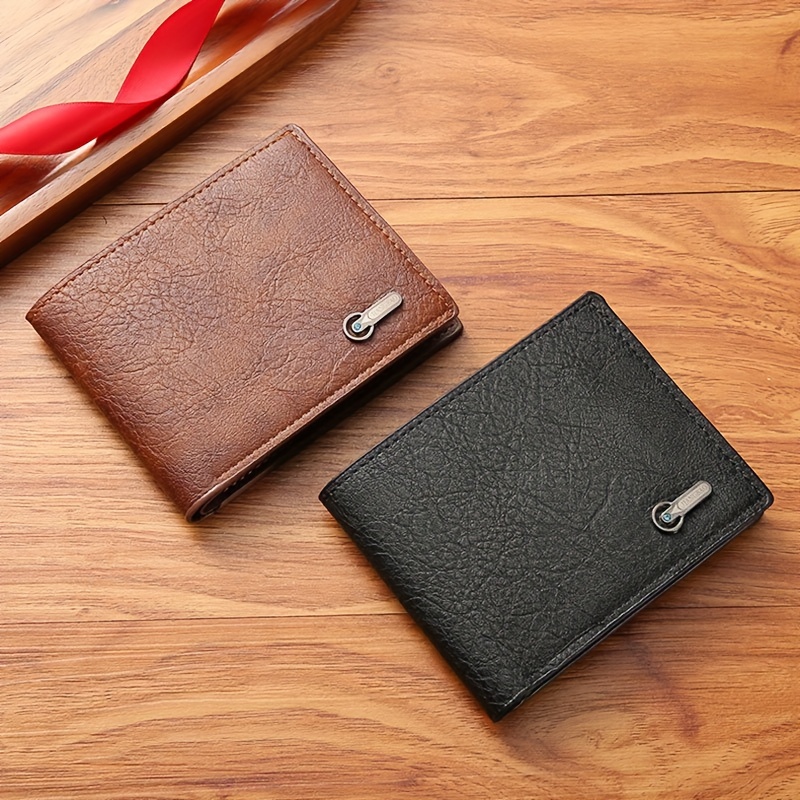 Wallet For Men Short Casual Business Foldable Bifold Wallets Pu