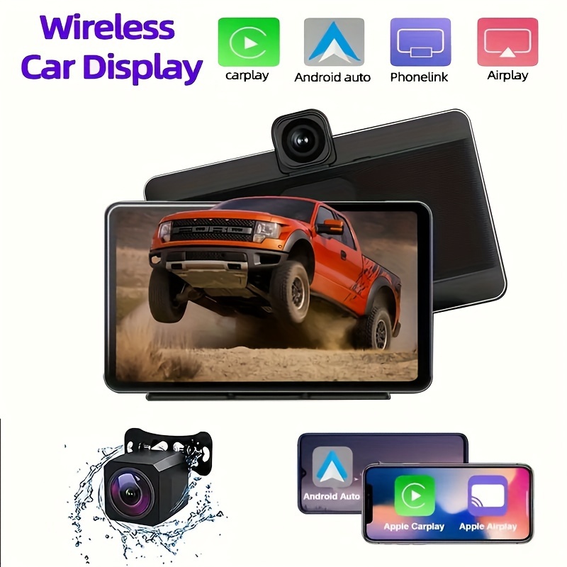 Estéreo para coche, estéreo de coche con pantalla táctil QLED desmontable  de 10 pulgadas, Apple CarPlay, Android Auto, 32 GB, cámara AHD, Bluetooth