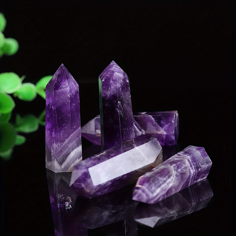 

1pc Pure Natural Crystal Dreamy Amethyst Tower Column Handmade Carving Piece Creative Upscale Desk Decoration Jewelry Accessories