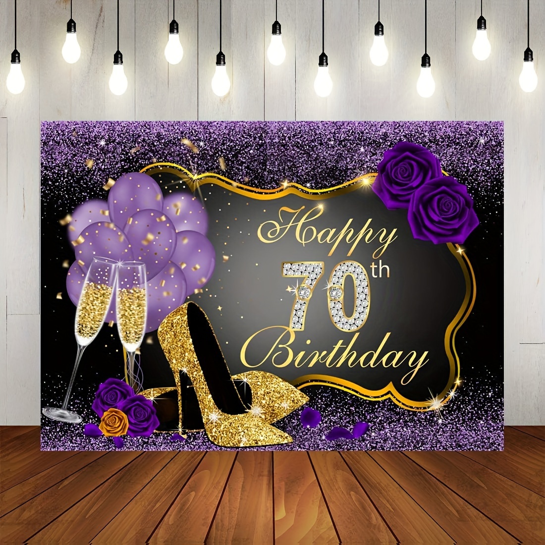 70 & Fabulous Cake Topper – Feliz cumpleaños 70 Cheers to 70 Years Cake  Topper púrpura Glitter